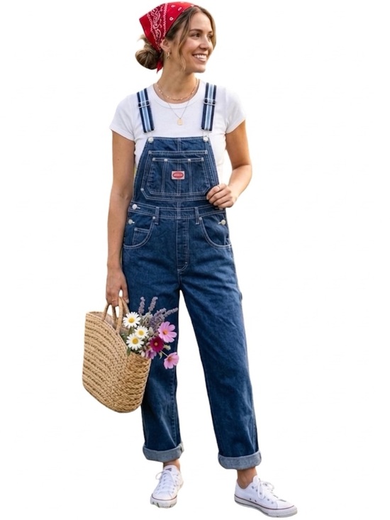 Dickies Denim - Revolt Clothing Co vintage Denim Jean Overalls Medium 90s Y2K Striped Straps